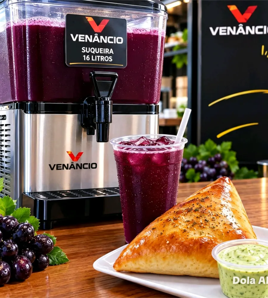 Esfirra e um copo de suco 